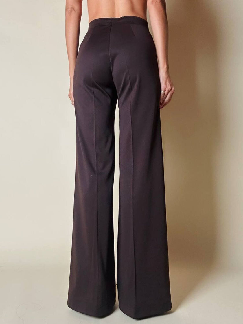 Blazer doppiopetto in lana color cioccolato “Yves Saint Laurent” con pantalone abbinato