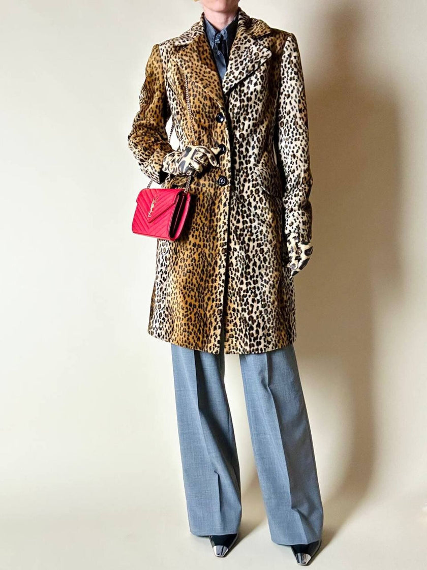 Cappotto leopardato in eco cavallino