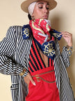 Blazer doppiopetto a righe bianche e blu “Mondí”