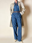 Vintage Burberry’s beige quill gabardine trench coat with matching belt and Check lining