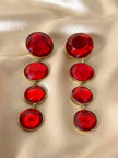 Orecchini a clip pendenti con maxi strass rossi