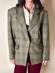 Blazer Yves Saint Laurent de lana con estampado de Príncipe de Gales verde y ocre