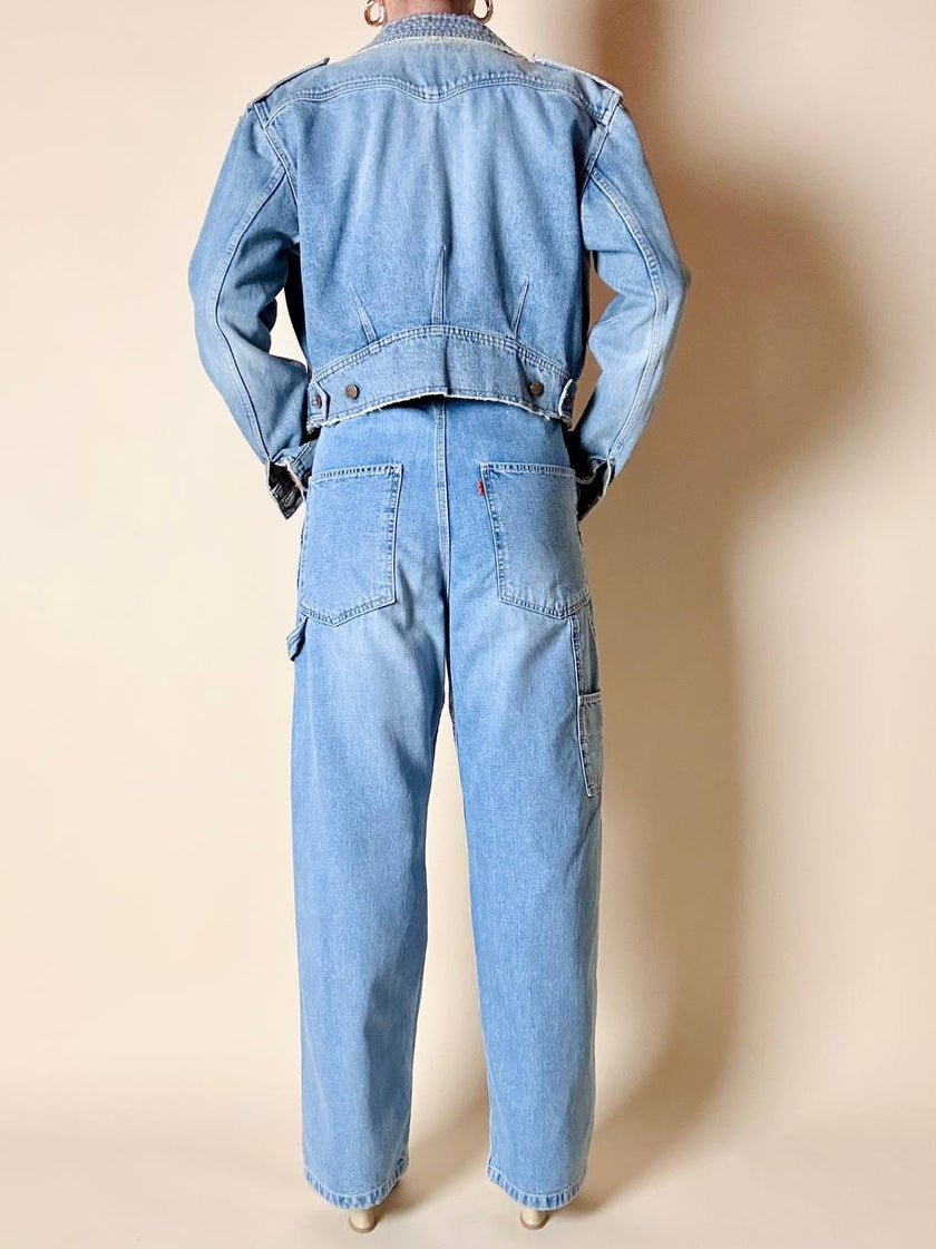 Giacca cropped Katharine Hamnett London in Denim chiaro slavato