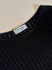 Maglia vintage Yves Saint Laurent nera traforata con profili smerlati