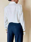 Camicia bianca Andrea Mare vintage in cotone con maxi tasche e bottoni in madreperla
