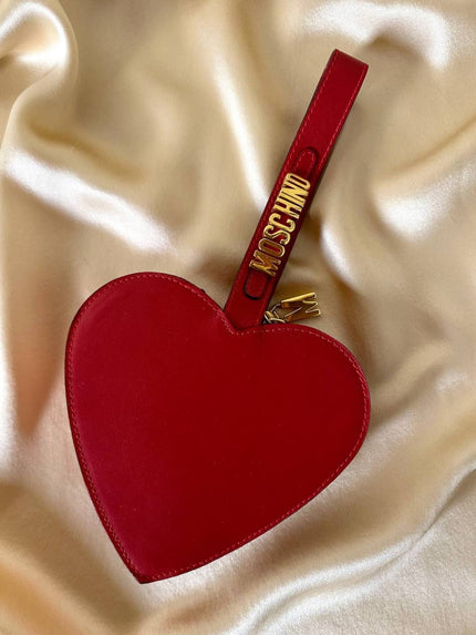 Mini bag a forma di cuore in pelle rossa “Moschino”