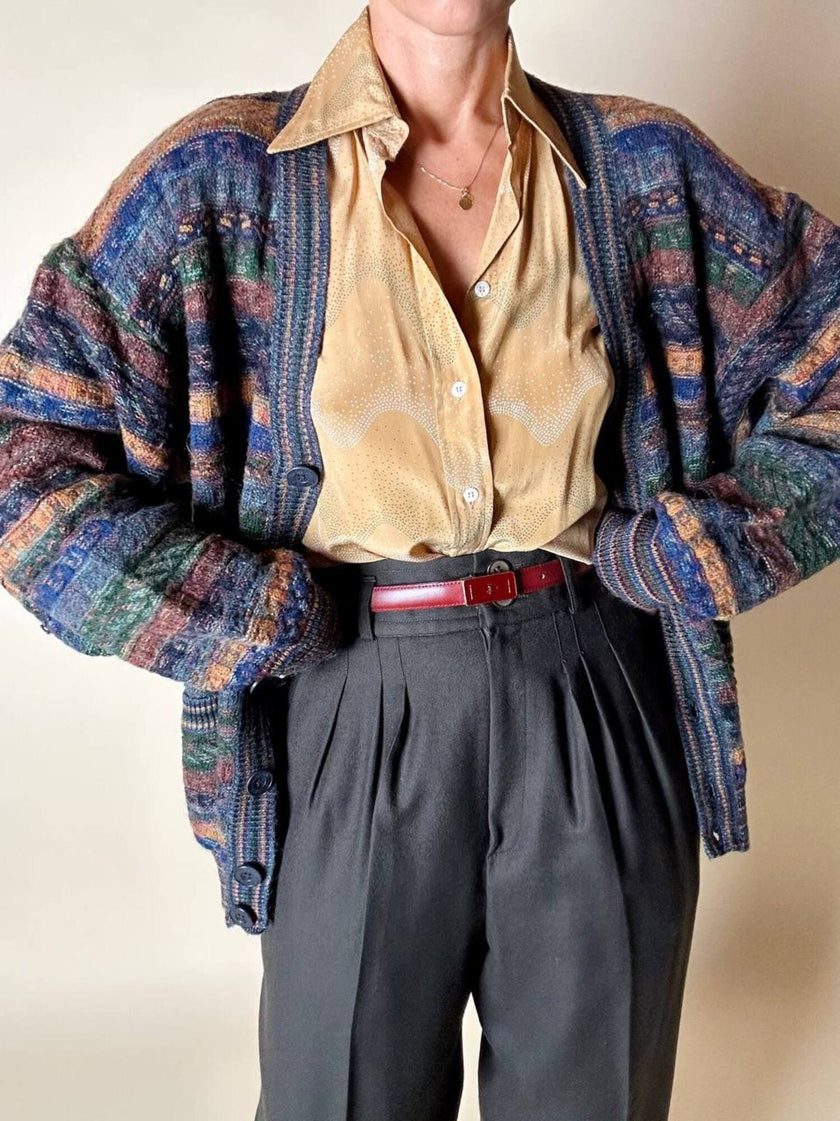 Cardigan Missoni Sport in lana operata a righe orizzontali