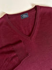 Pullover con scollo a V in misto lana bordeaux Wifshire