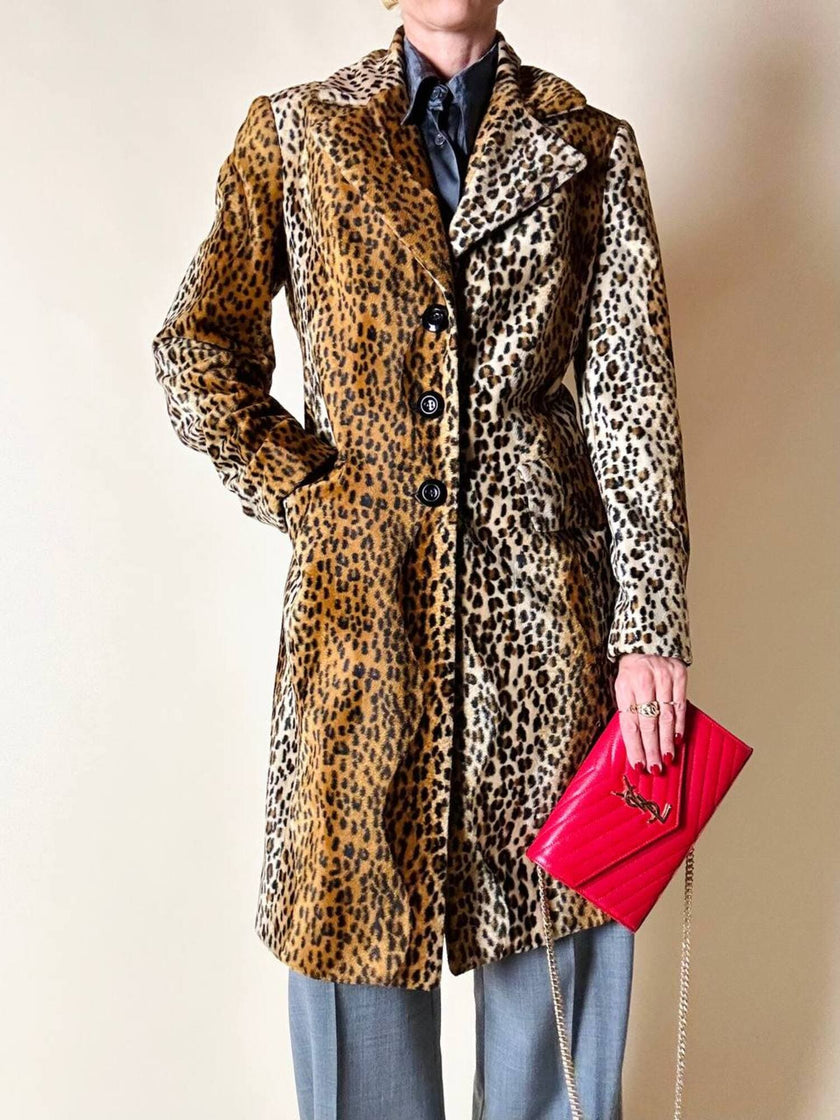 Cappotto leopardato in eco cavallino