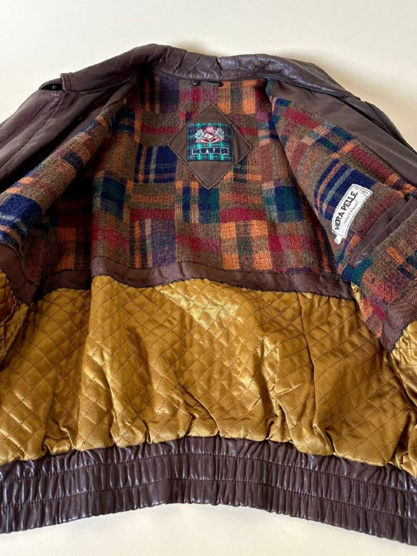 Bomber aviator in pelle color cioccolato “Laps”