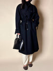 Cappotto lungo vintage in lana nera con taglio trench CGV Firenze