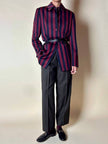 Blazer a righe verticali bordeaux e blu notte con bottoni in metallo laccato Daniel Hechter