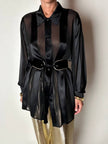 Camicia vintage Marina Rinaldi in chiffon di seta dèvorè a righe verticali