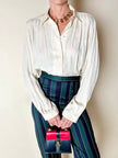 Camicia sartoriale in pura seta jacquard color crema con loghi Gucci