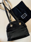 Borsa nera in pelle stampa coccodrillo “Gianni Versace”