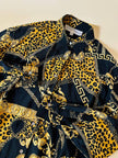Camicia in seta opaca nera fantasia barocca