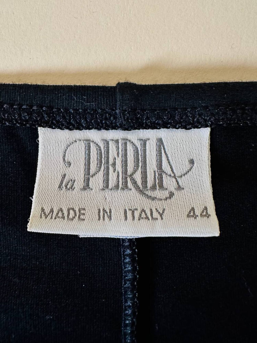 Mini abito in cotone stretch nero con coppe in serpente “La Perla”