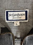 Blusa Yves Saint Laurent oversize in denim grigio con zip e logo ricamato
