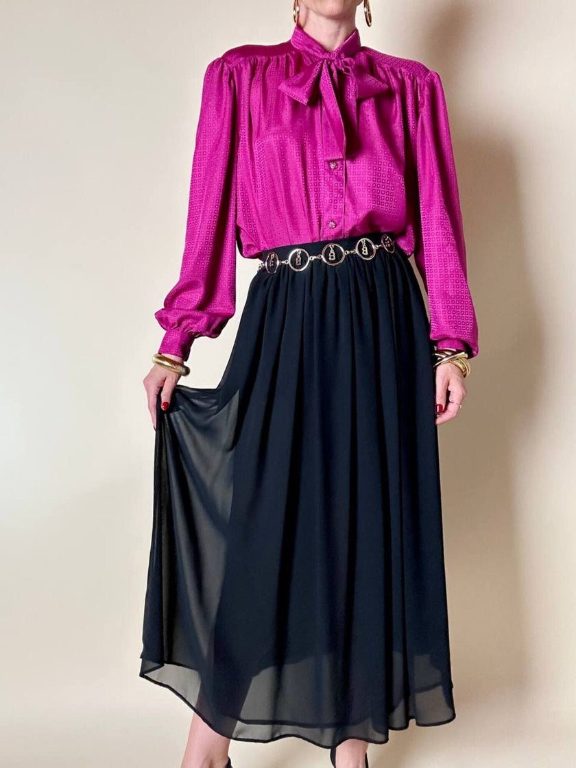 Gonna vintage Yves Saint Laurent in voile nero