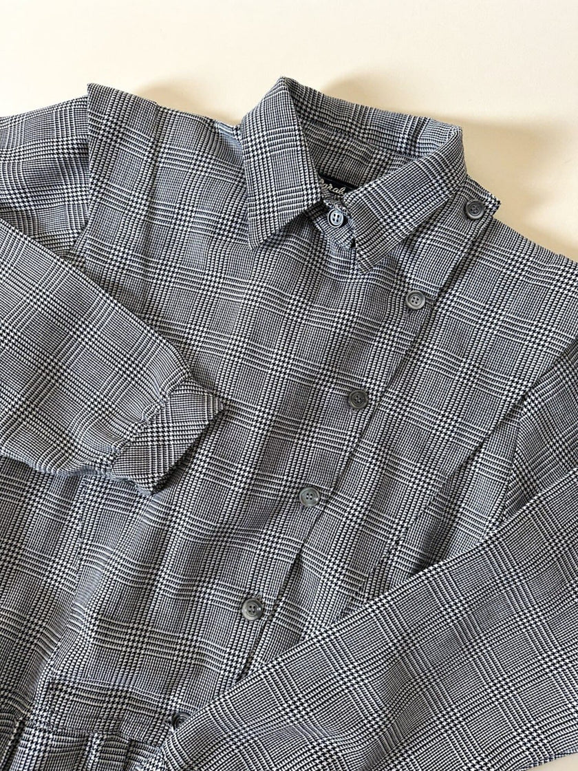 Jumpsuit vintage Sarabang de lana príncipe de Gales con cinturón a juego