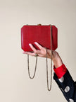 Borsa vintage Sgargi forma ottagonale in lizard rossa con tracolla in catena