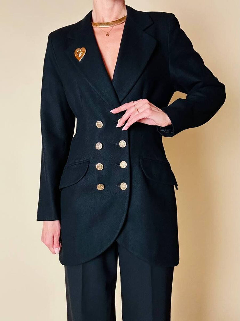 Blazer doppiopetto nero con bottoni dorati “Guaranteed”