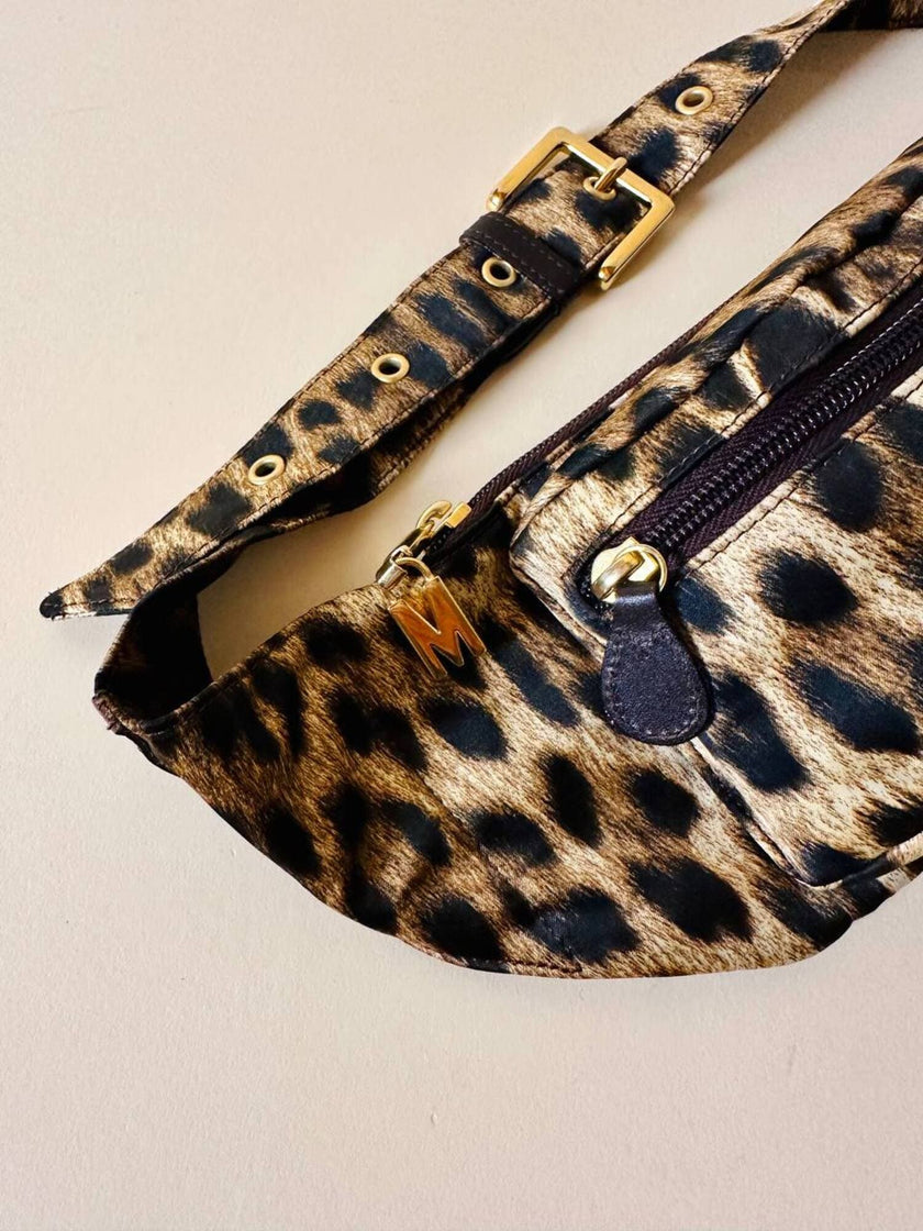Marsupio in raso leopardato “Moschino”