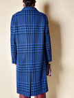 Cappotto in pura lana fantasia principe di Galles blu elettrico e nero Gigli Del Campo