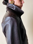 Dunkelbraune Vintage-Lederjacke mit integrierter Weste