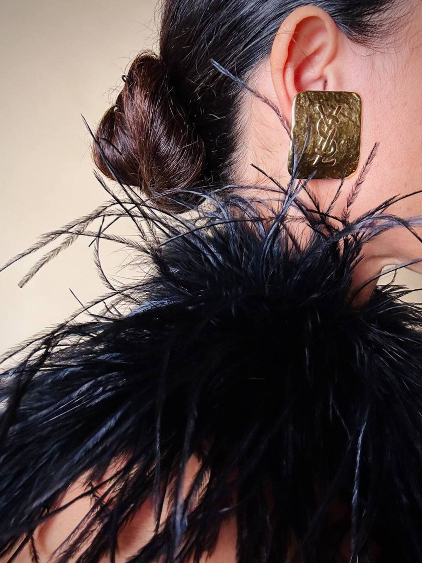 Maxi clip oro con logo “Yves Saint Laurent”