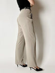 Pantalone Studio 0001 Ferré a vita alta con pince in tessuto operato greige