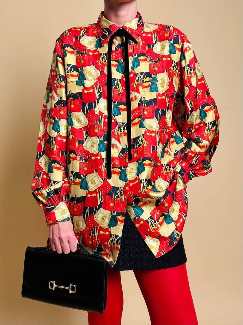 Camicia sartoriale in drill di seta fantasia mini bag