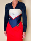 Foulard in seta bianco rosso e blu “Yves Saint Laurent”
