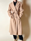 Cappotto vintage Kamaé modello vestaglia in lana e cachemire cammello chiaro