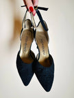 Scarpe in broccato nero con fibbie gioiello Yves Saint Laurent