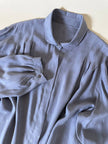 Camicia in seta Jacquard gray con logo YSL allover