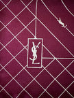 Mini foulard vintage Yves Saint Laurent bordeaux con loghi avorio