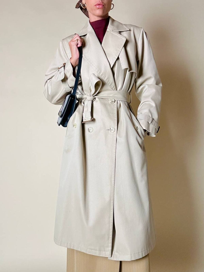 Trench in gabardine color corda con interno in lana rimovibile “Hazard”