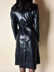 Cappotto/Robe Manteau vintage in pelle nera con spacco posteriore The Bomb