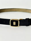 Cintura vintage Yves Saint Laurent in camoscio nero con fibbia logata