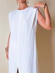 Abito tubino Yves Saint Laurent vintage bianco smanicato con spacco frontale