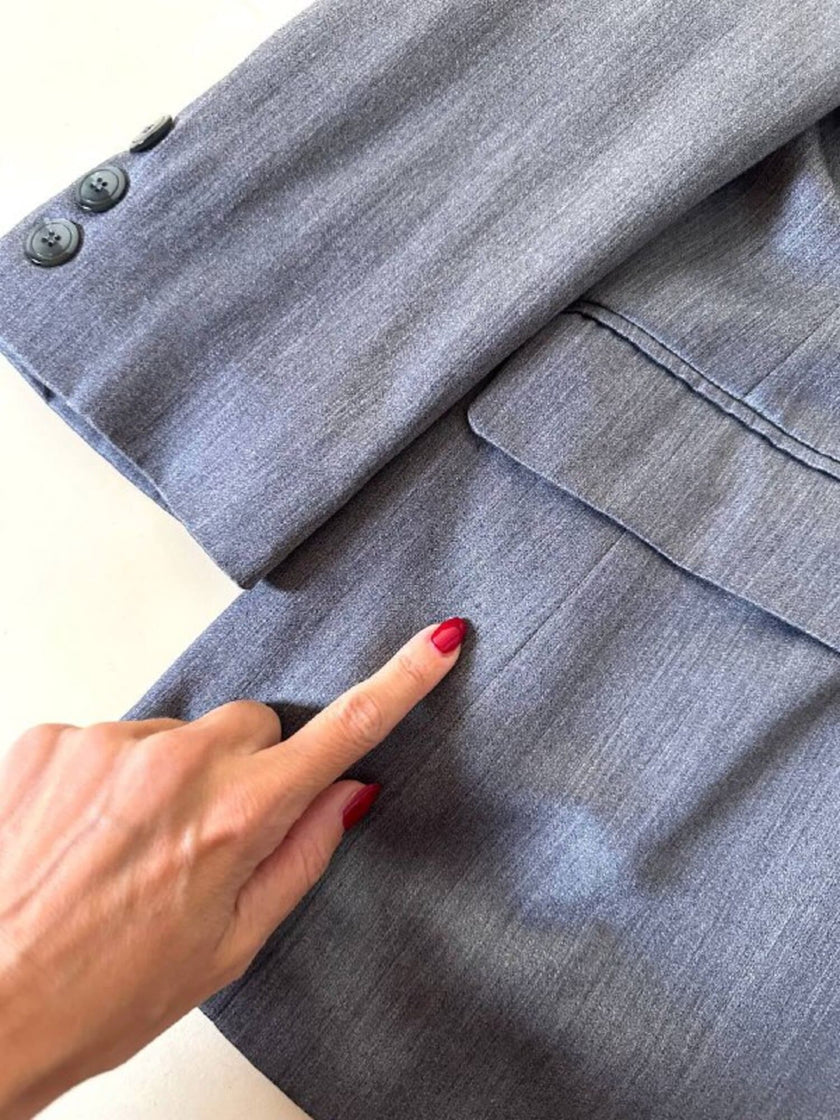 Blazer doppiopetto in rasato di lana grigio “Yves Saint Laurent”