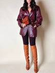 Blazer oversize in pelle bordeaux Max