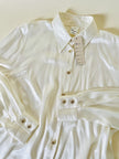 Camicia in raso avorio con bottoni gioiello “Divina”