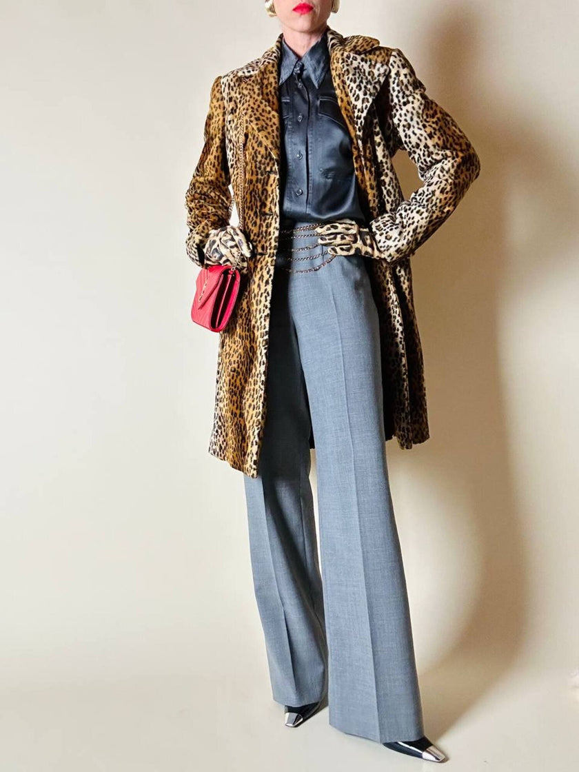 Pantalone a palazzo in rasato di lana grigio “Luisa Spagnoli”