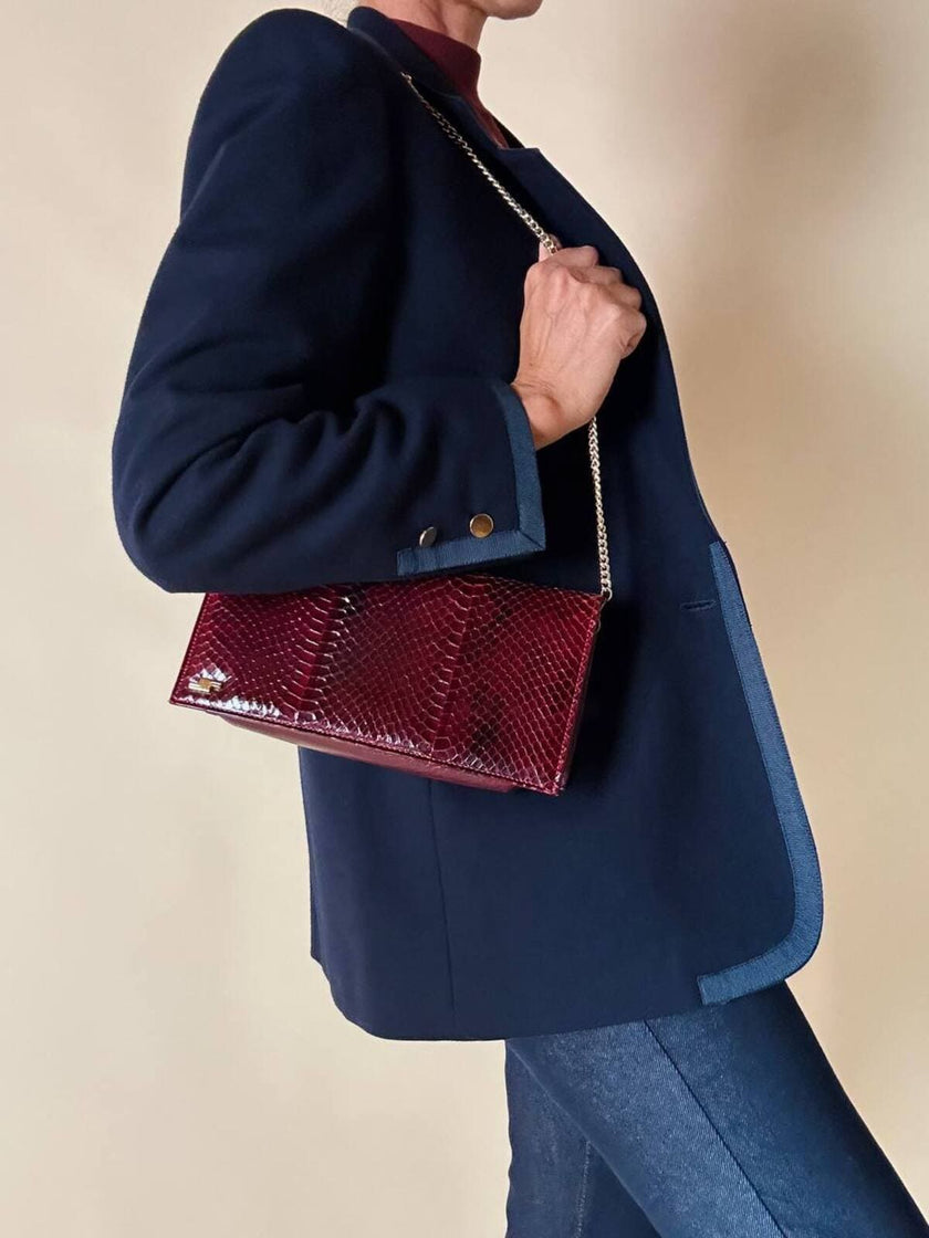 Blazer in lana blu con profili in gros grain “Gibò Firenze”