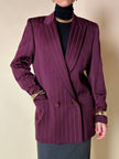 Blazer doppiopetto in rasato di lana gessato color burgundy “Gianni Versace”
