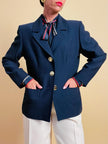 Blazer blu con bottoni in metallo oro Yves Saint Laurent