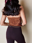 Bustier La Perla con scollo a cuore in tessuto micro plissé color bronzo