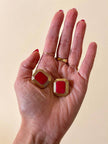 Clip ottagonali in metallo oro e smalto rosso